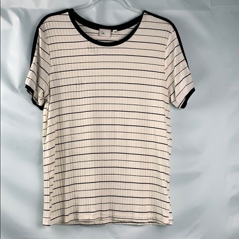Anthropologie Postmark cream and black tee